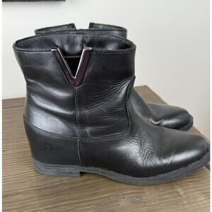 Stivali Angora Leather Ankle Boots Chelsea V Gold Black Women’s Sz 39 US 8